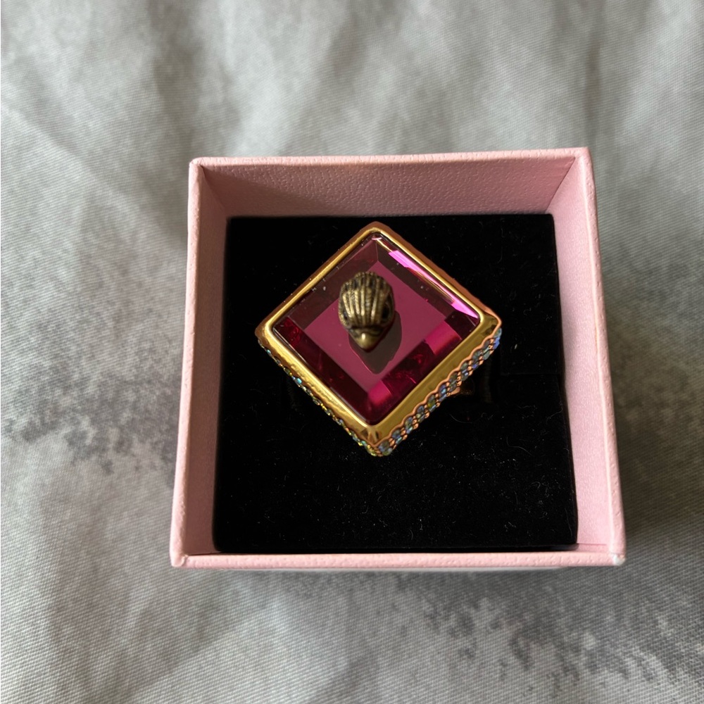 Kurt Geiger Pink and Gold Ring, size small 5-5.5 - Picture 8 of 13
